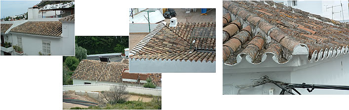コケが生えたスペイン住宅の屋根